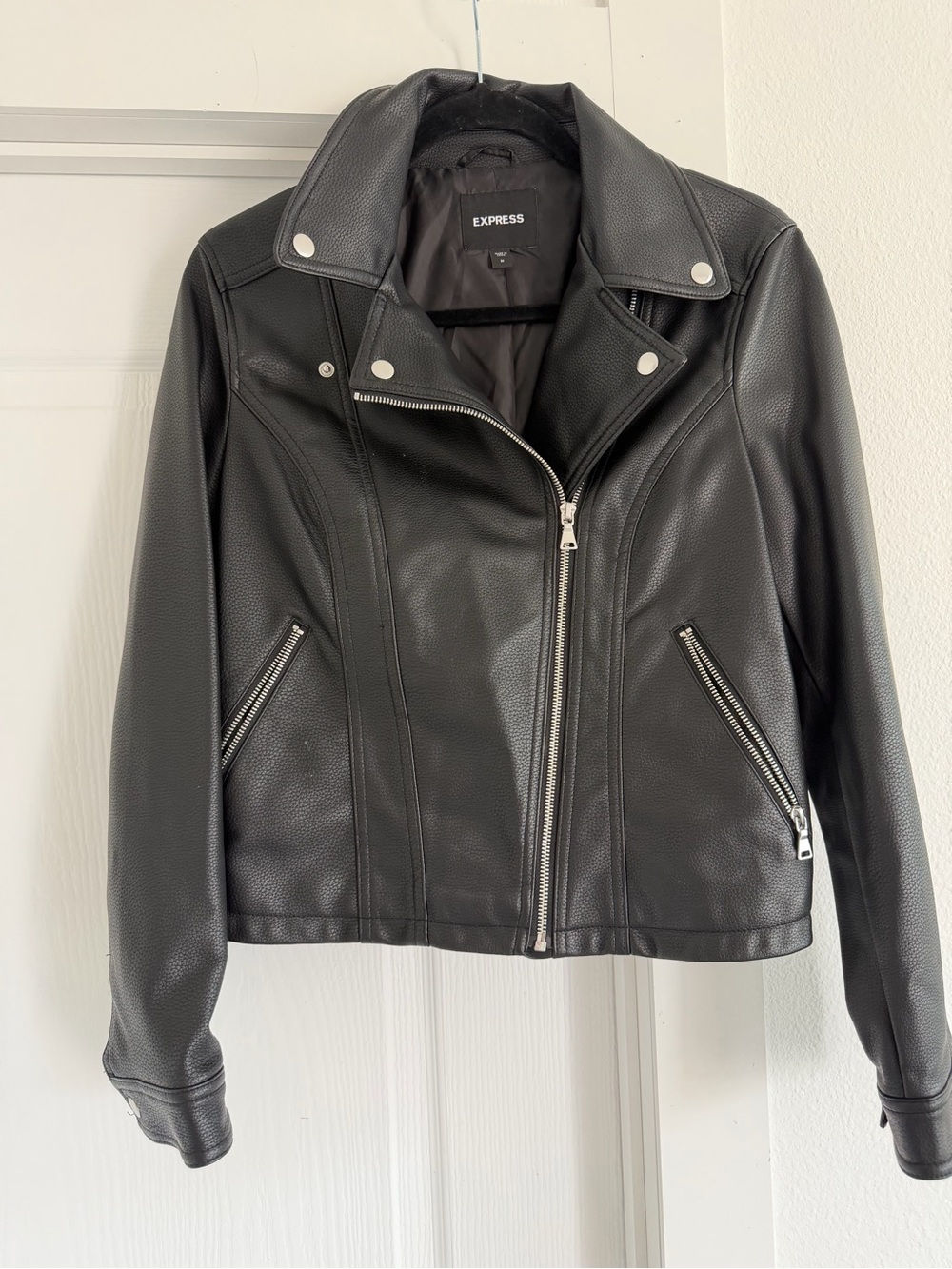 Express Black Faux Leather Asymmetrical Moto Jacket